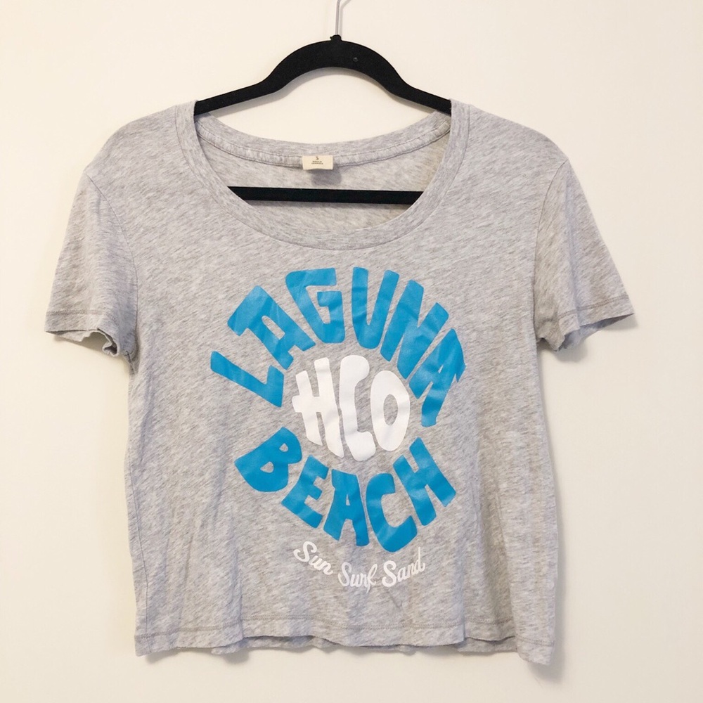 Grey Hollister Graphic Crop Top